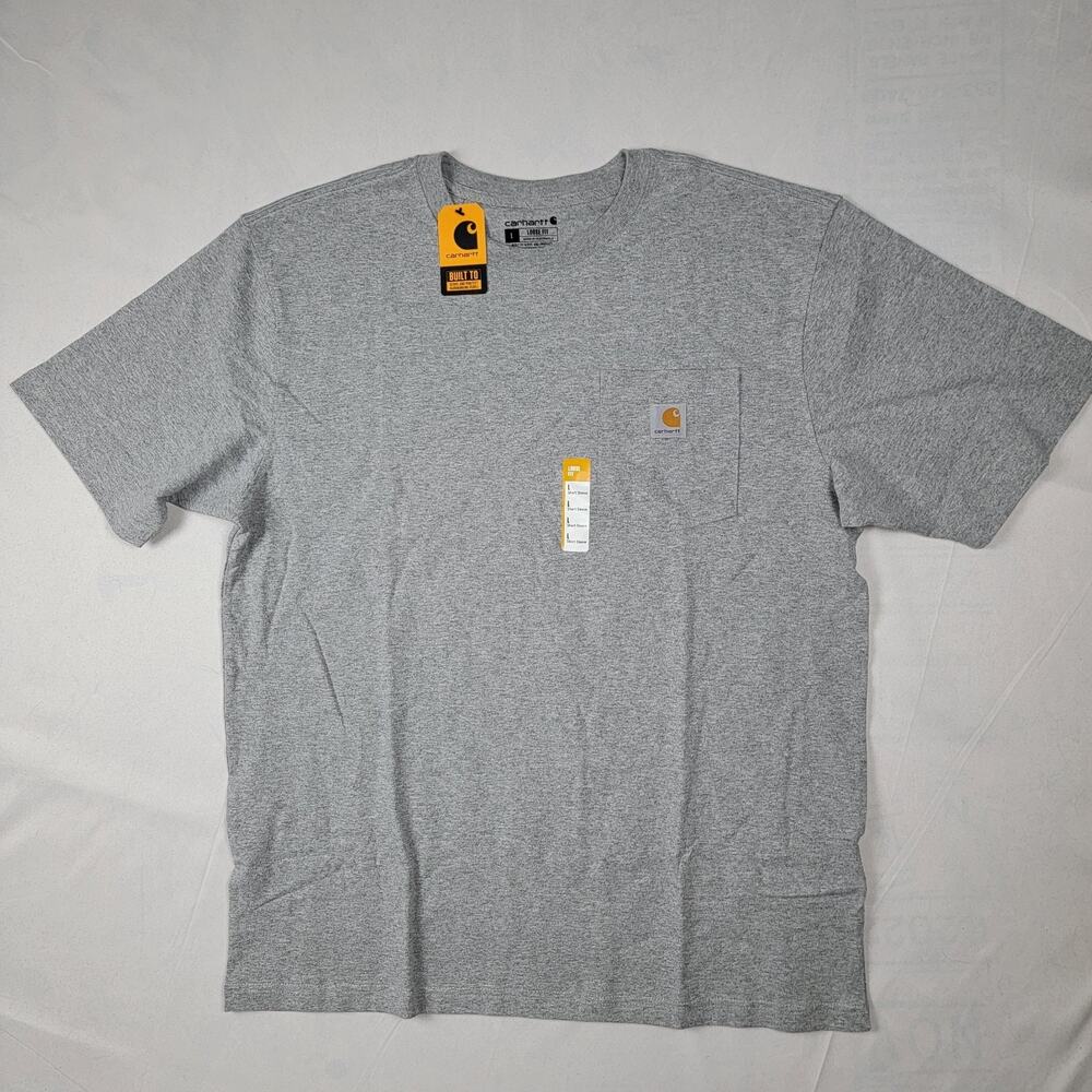 Carhartt Gray Loose Fit Pocket Logo Short Sleeve T-Shirt Men's Large Tee